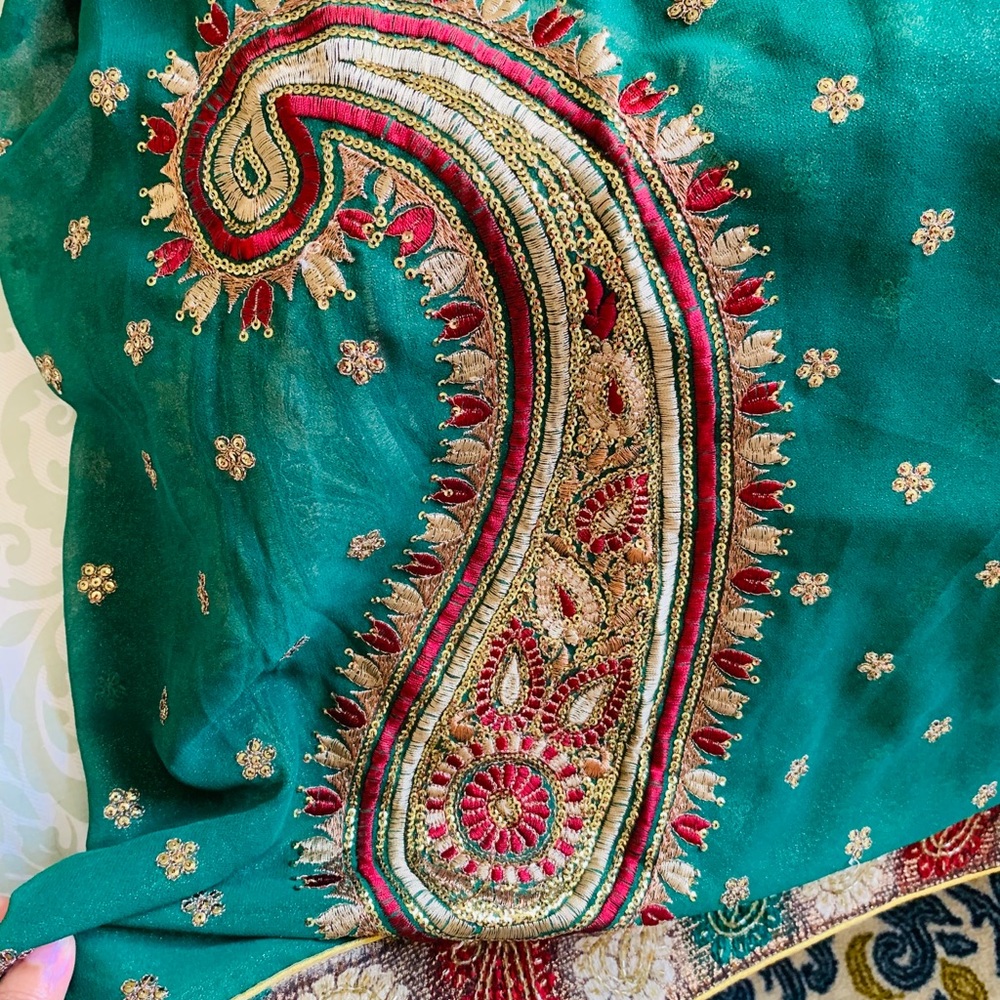 New net chiffon saree blouse Indian pakistani - Picture 6 of 7